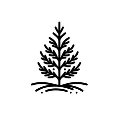Minimalist Pine Tree Icon - Black and White Nature Illustration
