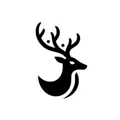 Minimalist Deer Logo: Black Silhouette on White Background