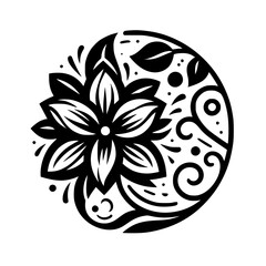 Black and White Floral Circle Design