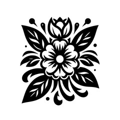 Elegant Black and White Floral Ornament: Vector Illustration
