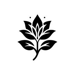 Simple Black Floral Vector Design on White, Modern Botanical Illustration