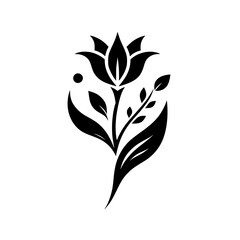 Minimalist Black Floral Design on White: Elegant Vector Art