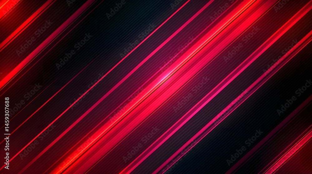 Poster abstract design with diagonal glowing lines of red.