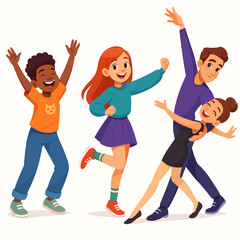 Fototapeta premium Group of Young People Having Fun and Dancing with Joy