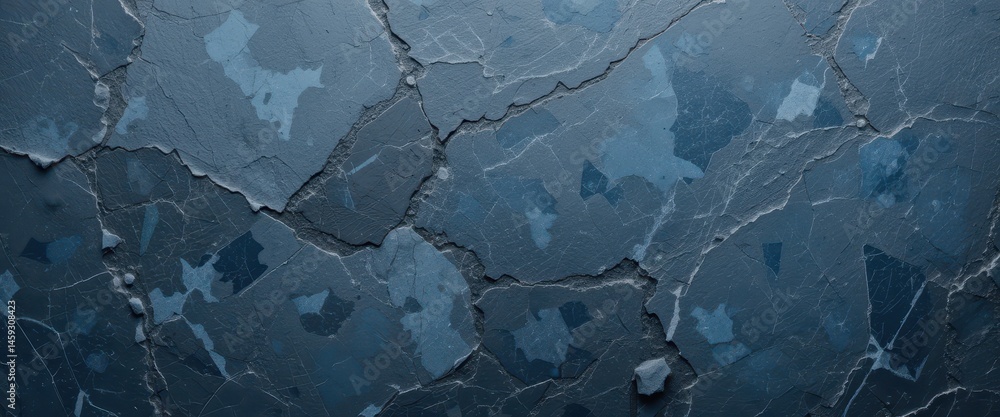 Poster intricate patterns of polished slate a close-up study of deep blue and gray textures