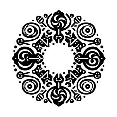 Intricate Black and White Circular Ornament Design