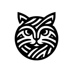 Geometric Cat Face Logo - Black and White Design for Pets or Brands