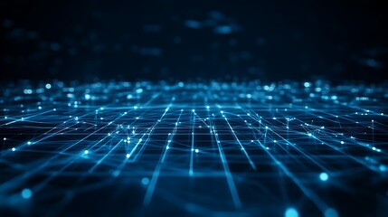 Abstract blue digital technology background with futuristic circuit and data patterns