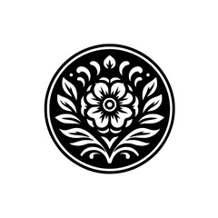 Elegant Floral Mandala, Black and White Ornamental Design