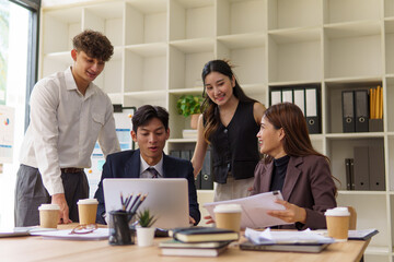 Professionals business people brainstorming new strategies during an office meeting.