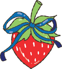 Retro America Strawberry PNG, hand-drawn 4th of July Strawberry cartoon