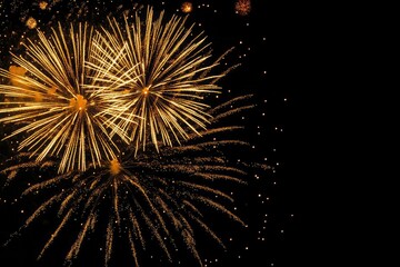 Obraz premium Golden fireworks burst isolate on white and black background