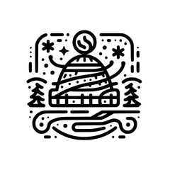 Cozy Winter Hat Icon in Minimalist Style