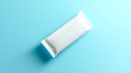 White protein bar mockup with editable label on blue background showcasing clean design