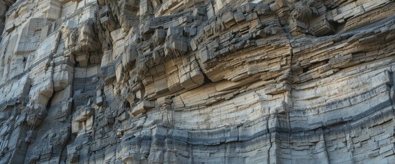 Fototapeta premium Layered Rock Cliffside A Stunning Display of Natural Stone Formations