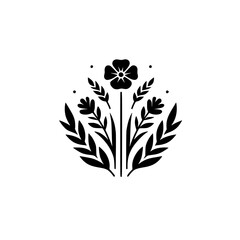 Minimalist Floral Illustration in Black & White, Botanical Design