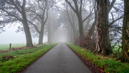 Foggy Path Between Trees