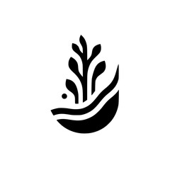 Minimalist Abstract Plant Logo, Black on White, Nature Icon