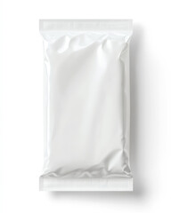 Mockup of a blank white protein bar wrapper on a white background with realistic texture and light