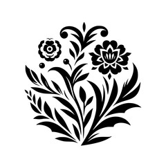 Elegant Floral Vector Design, Black & White Ornament