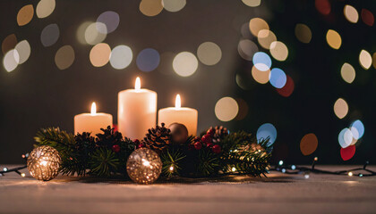カラフルなクリスマスライトの背景