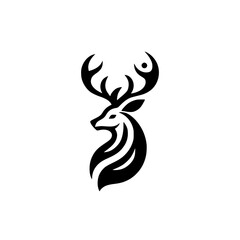Minimalist Stag Logo Design in Black and White