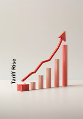 3D render of rising bar chart with arrow indicating tariff increase