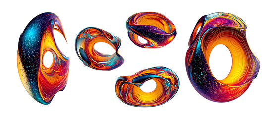 Abstract Colorful Swirls Cosmic Donuts Background