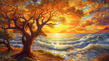 The harmony of the warm emotions and nature of summer evenings