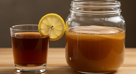Kombucha Drink with Lemon Slice