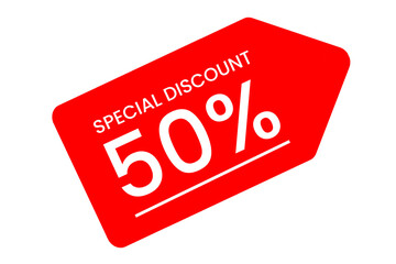 red 50 percent sign tag element