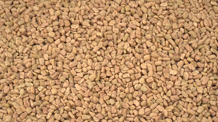 Methi or fenugreek seeds with methi leaves.Methi seeds is good for health.
