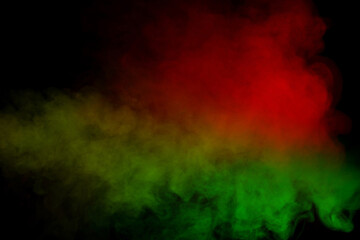 Red and green steam on a black background.