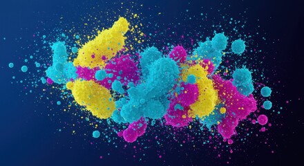 Colorful Paint Splashes on a Dark Background