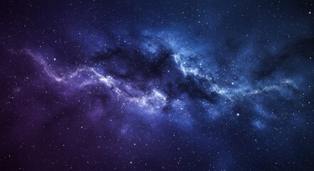 Cosmic Nebula In Deep Space A Vivid Purple And Blue Celestial Landscape