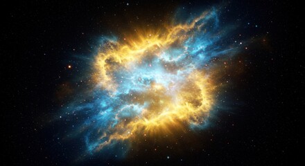 Cosmic Nebula Explosion Colorful Gaseous Clouds in Dark Space