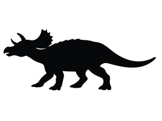 triceratops dinosaur vector illustration, silhouette, in png