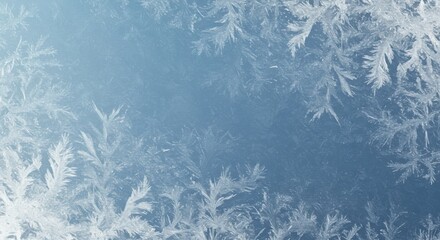 Detailed Ice Crystals On A Frozen Window Pane Winter Background