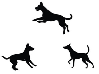 set of 3 dog breed silhouettes