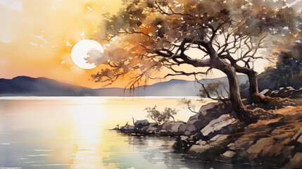 The harmony of the warm emotions and nature of summer evenings