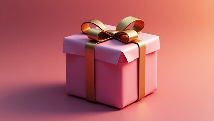 Gift box with ribbon, 3D unwrapped effect