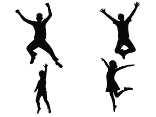 silhouettes of jumping people