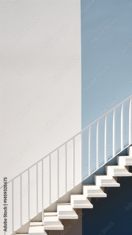 Poster windows of building architecture staircase handrail.