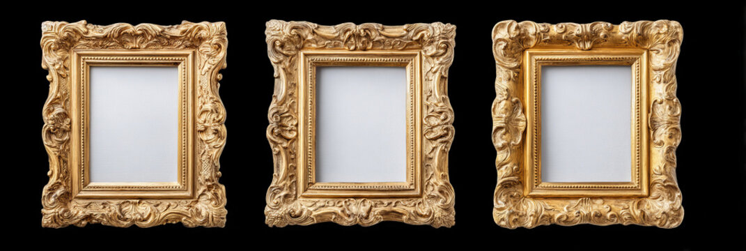 Gilded baroque frames glimmering with stories untold, perfect for Epiphany narratives or surreal Notre-Dame reconstructions