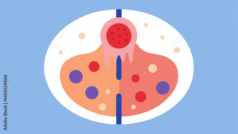 Poster inflammation reduction a depiction of the skin with a section showing inflammation red areas reducin