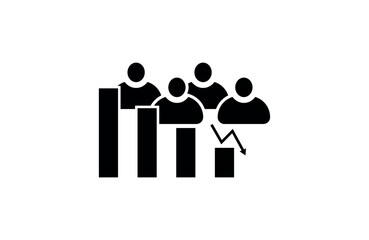 Population Decline Icon – Demographic Drop Graph Symbol for Statistics, Crisis, Economy, or Human Resource Infographic Concepts
