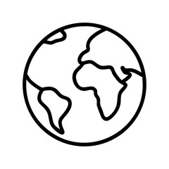 Simple Line Art Illustration of Earth Globe Showing Africa and Europe