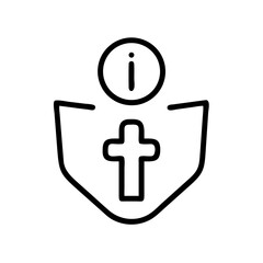 Obraz premium Christian Information Icon with Cross in Outline Style