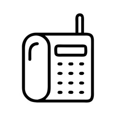 Landline Telephone Icon with Keypad and Antenna