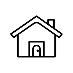 Simple House Icon Outline with Door and Chimney